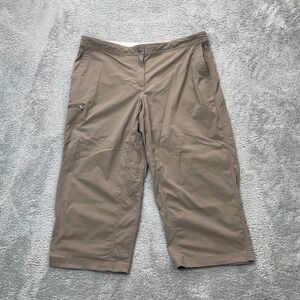 LL Bean Pants Womens 18R Brown Capri Nylon Stretch Mid Rise Hiking Ripstop